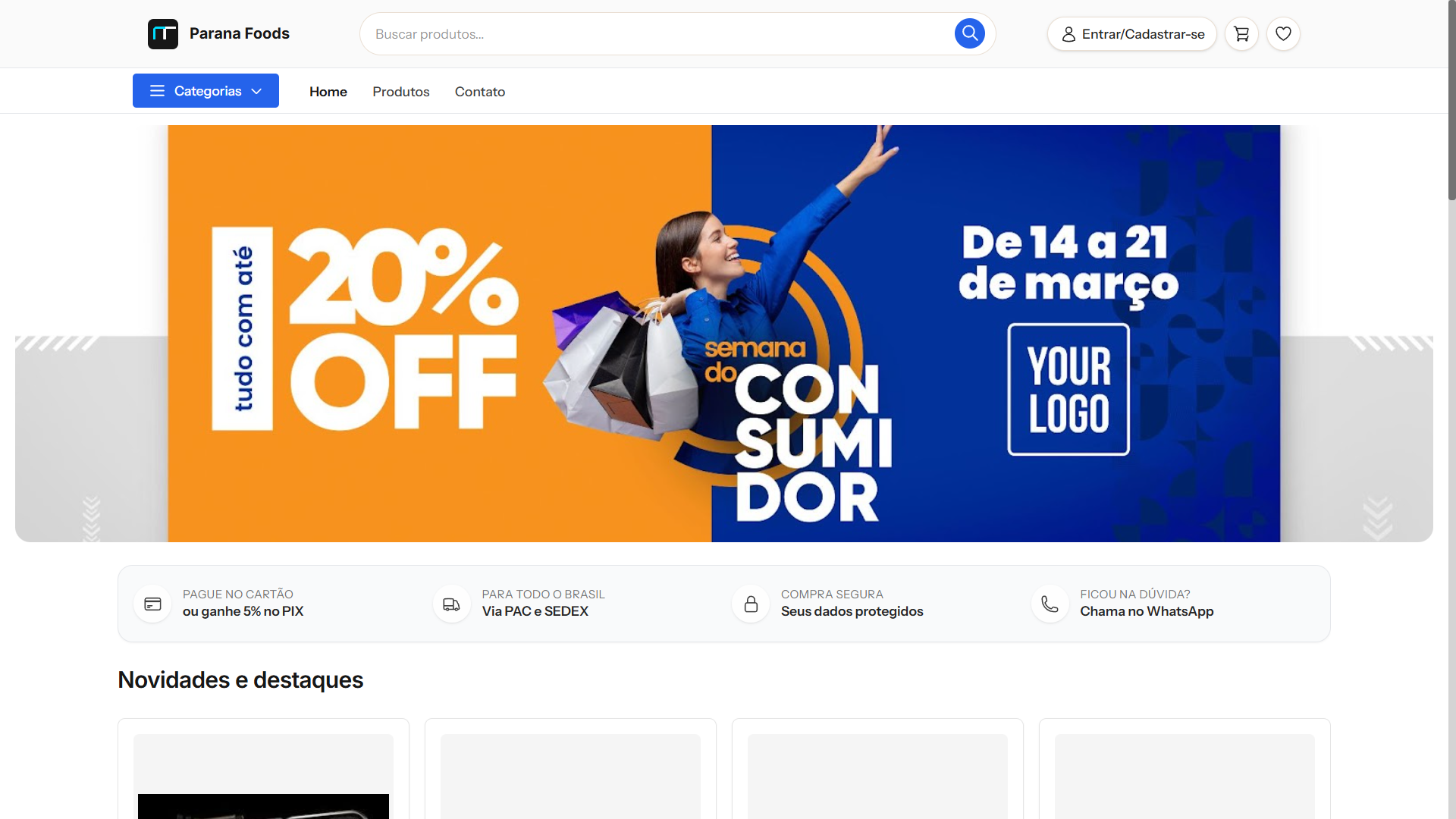 Screenshot de sistema de loja/e-commerce desenvolvido pela Dev Desenvolvimento